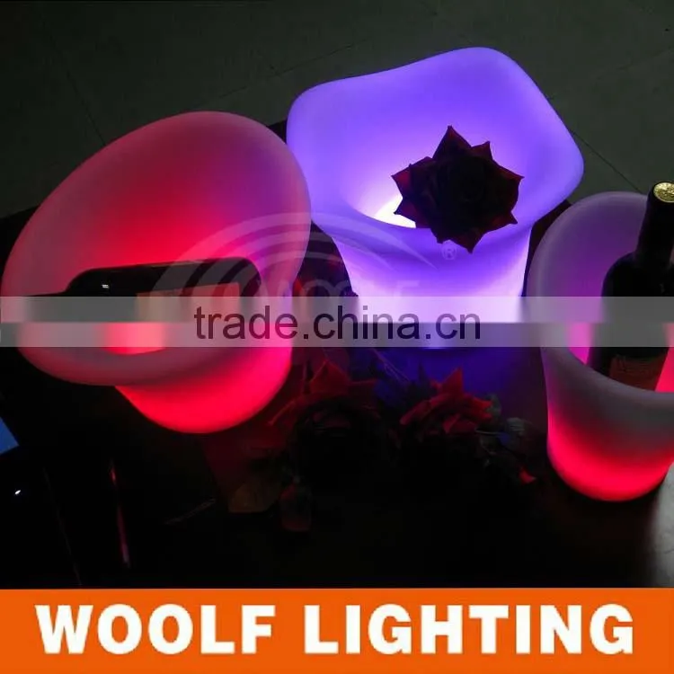 2014 hot waterproof IP68 customized plastic LED round ice bucket