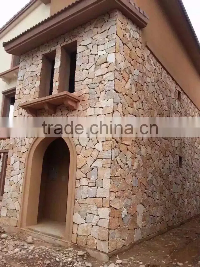 Natural yellow color crazy slate for exterior wall panel