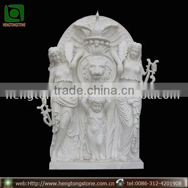 Large White Marble Modern Figure Relief Sculpture