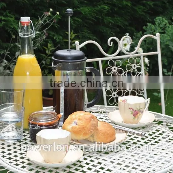 Bistro Set White With Foldable Table and Chairs Outdoor Furniture