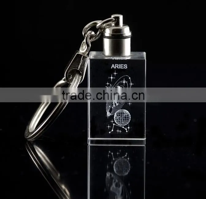 individual crystal star signs aries keyring