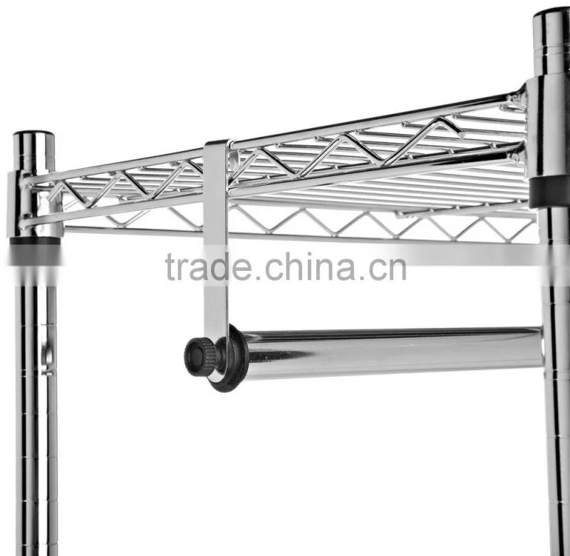Vivinature Metal wire garment cloth drying rack, storage shelf with wheels
