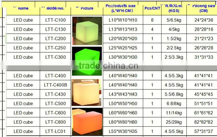 16 color change light up Led cube chair