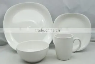 16pcs hot sell three color glazed ceramic dinner set with color box in stock