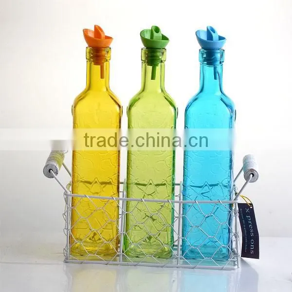 550ml candy color oil&vinager bottle with the hob