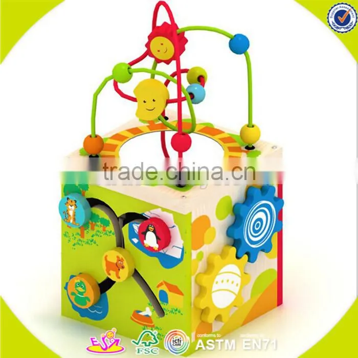 wholesale baby wooden cube beads toy, high quality kids wooden cube beads toy, hottest wooden cube beads toy W11B058