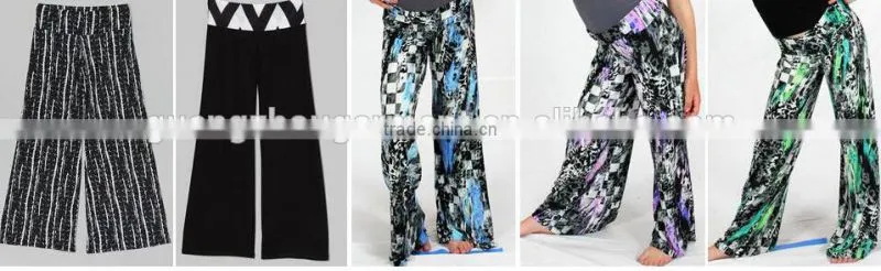 plus size adult/child wide legs yoga long pants, wholesale kids palazzo pants , unique print palazzo pants