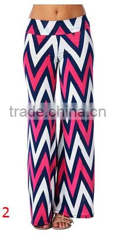 casual fat women loose black and white zigzag stripes high waist wide leg chevron palazzo pants