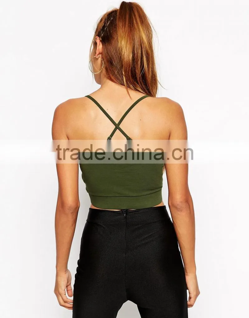 Latest arrival Strappy Crop V-neckline Top with Wrap Front