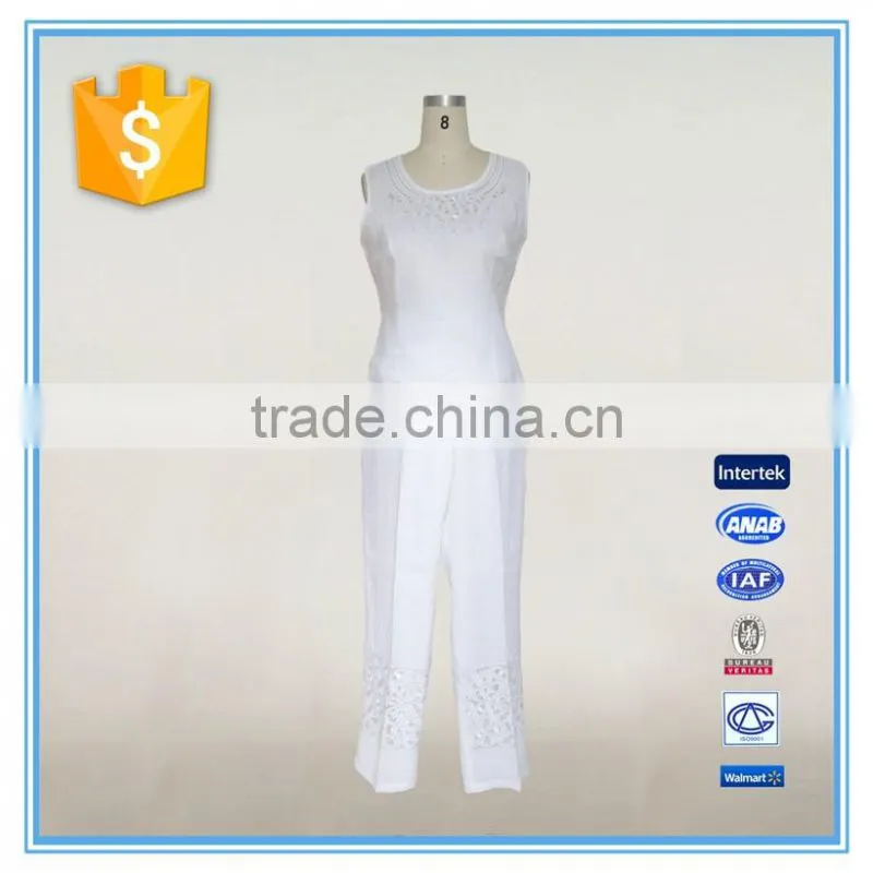 Ladies Formal Pant Suits 3-piece White Church Suits Designs