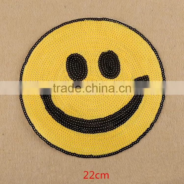 Emoji smile Sequined Badge Applique Bag Clothes embroidery patch Sewing Supply