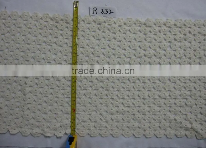 100% cotton fabric for garment, crochet cotton flower pattern fabric