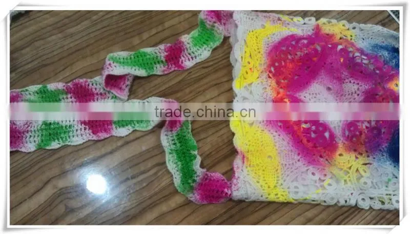 2015 New design 100% cotton handmade fashion embroidered luxury crochet handmade shoulder bag