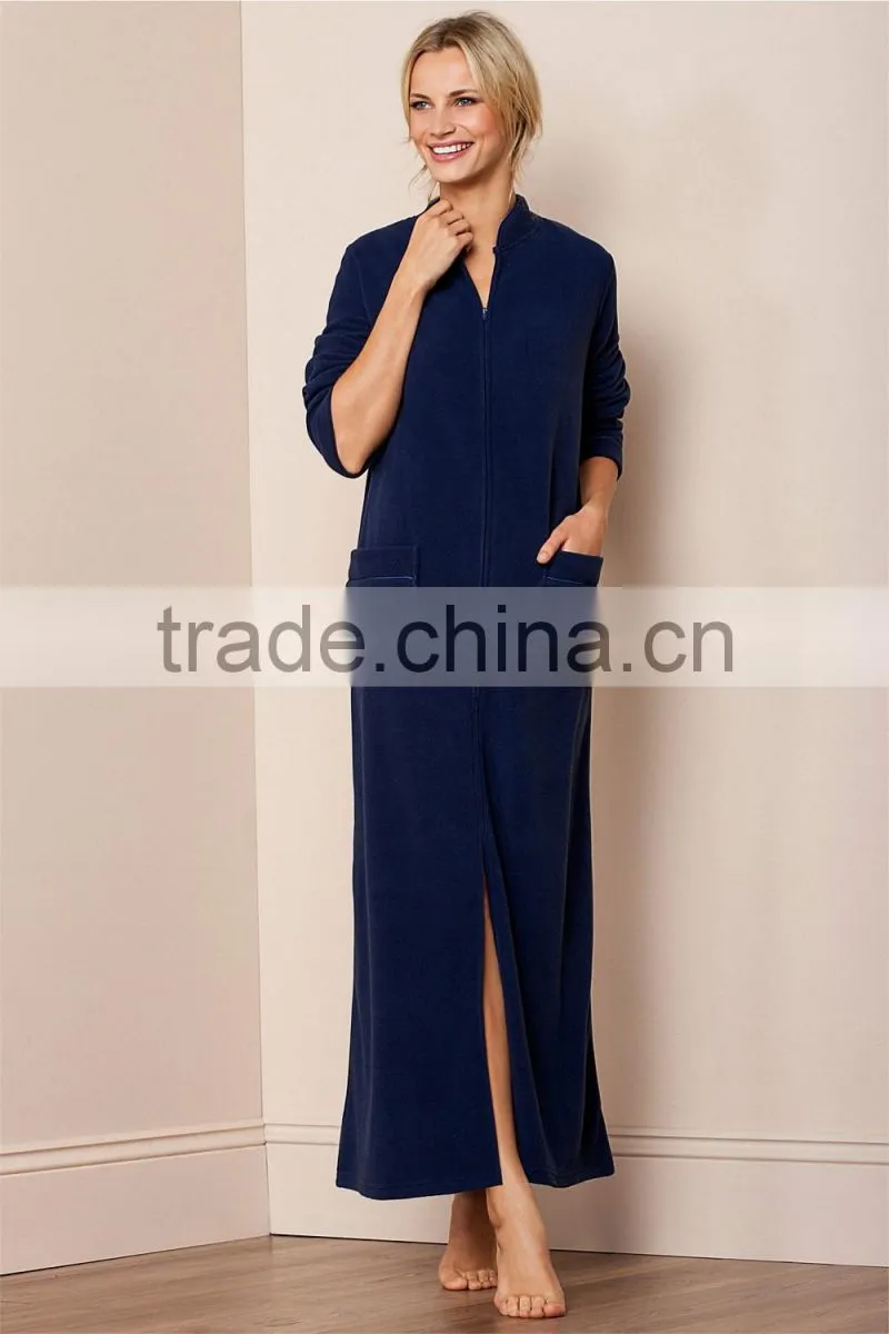 Women plain with pocket cheap fleece pajamas