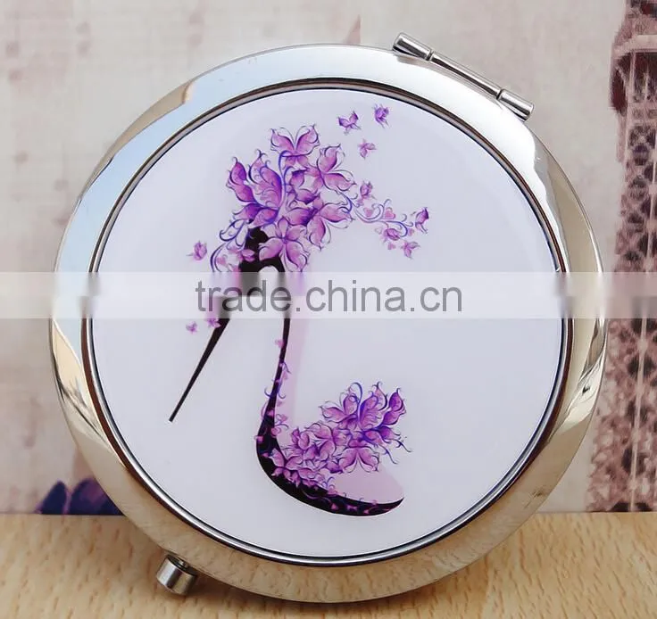 Dubaa Mother of Purple High Heel Shoes Design Double Magnifying Compact Cosmetic Makeup Hand Mirror