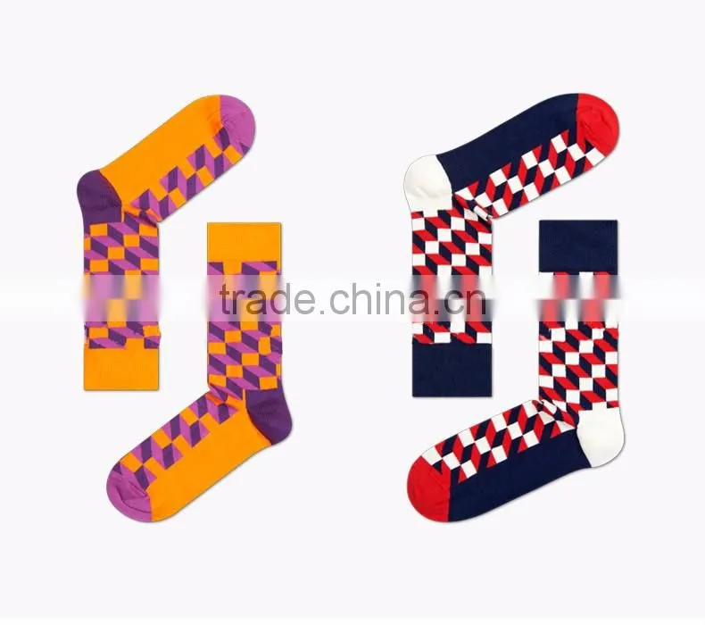 Colorful compression man custom happy socks cotton tube sock factoy