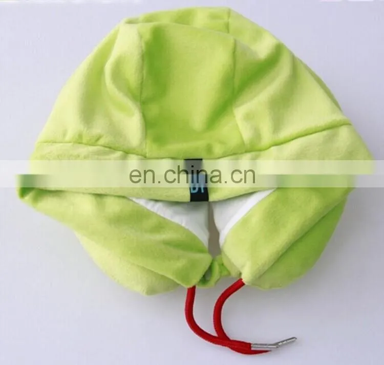 Various u cushion promotion u shaped neck pillow with hat custom cute soft plush animal design rest travel neck pillow