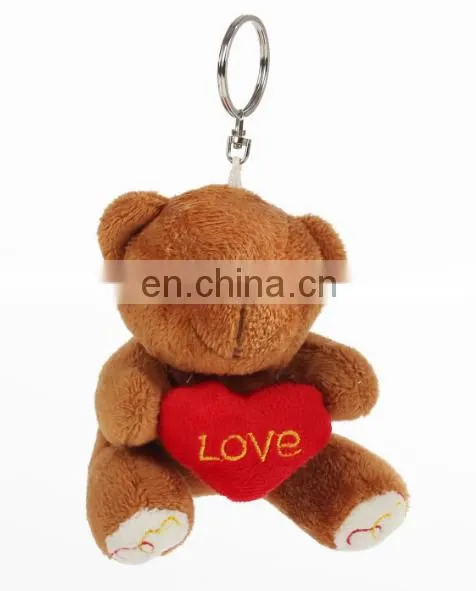 12cm promotional love small plush teddy bear keychain toys for wedding gift