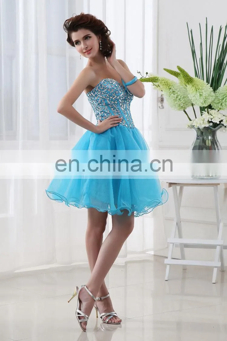 Wholesale Sweetheart Sleeveless Crystal Tulle Short Cocktail Dress SD015