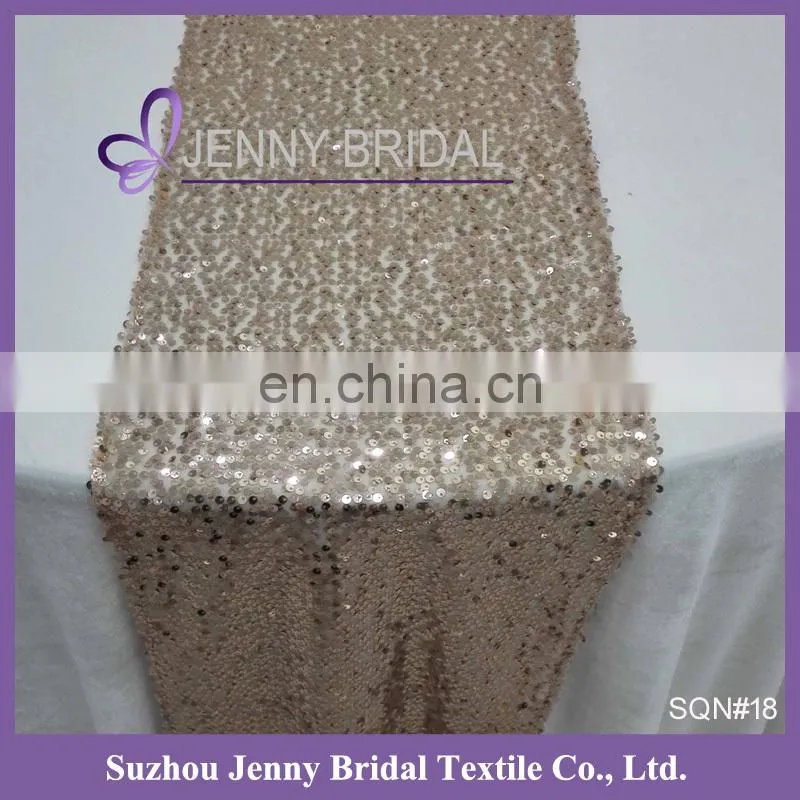 SQN#19 Jenny Bridal Champagne Sequin Wedding Table Runners