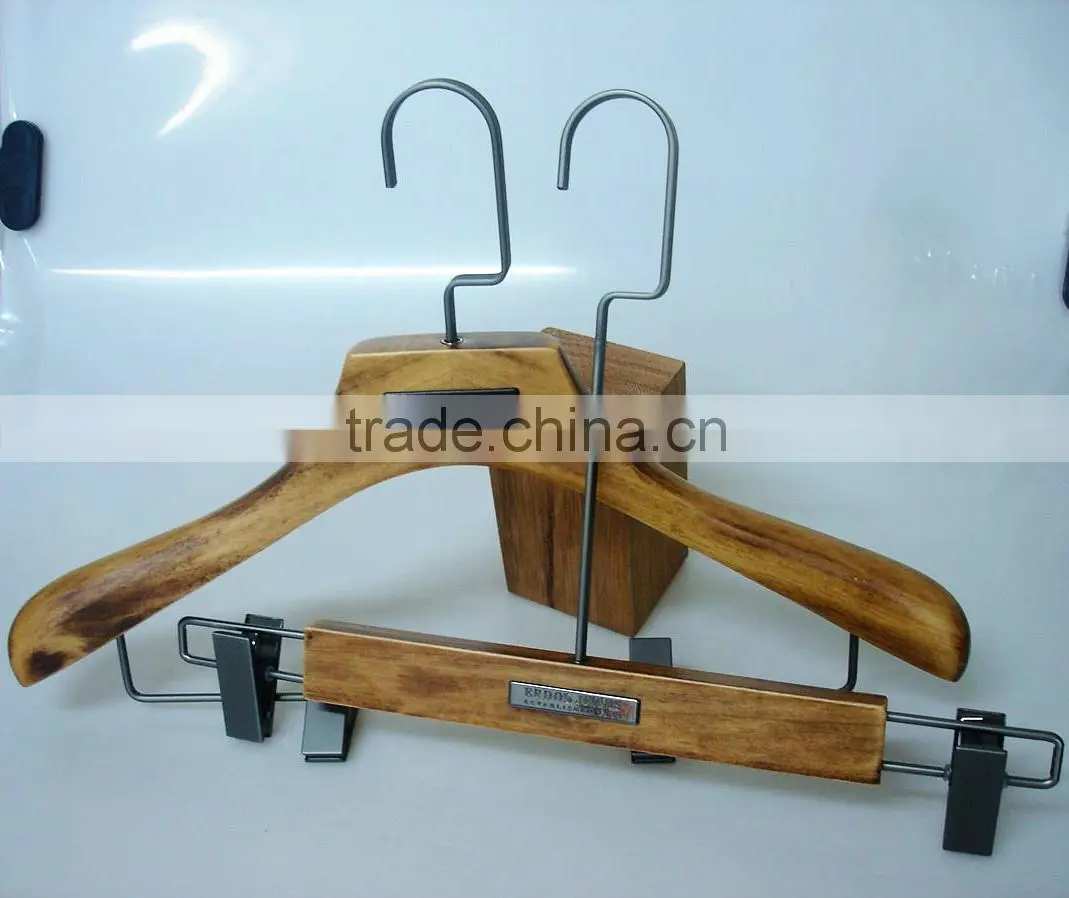 Special vintage hanger finish Garments wooden hanger for coat and pants