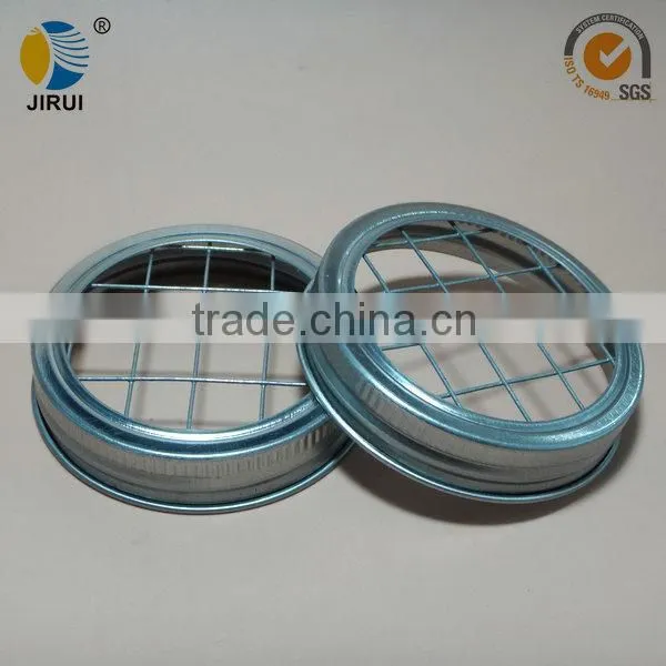 70mm silver metal lug cap with Steel-Wire mesh sieve for manson jar
