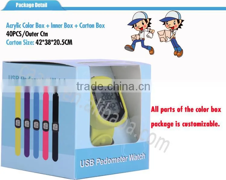 Colorful Fitness Silicone Pedometer Watch