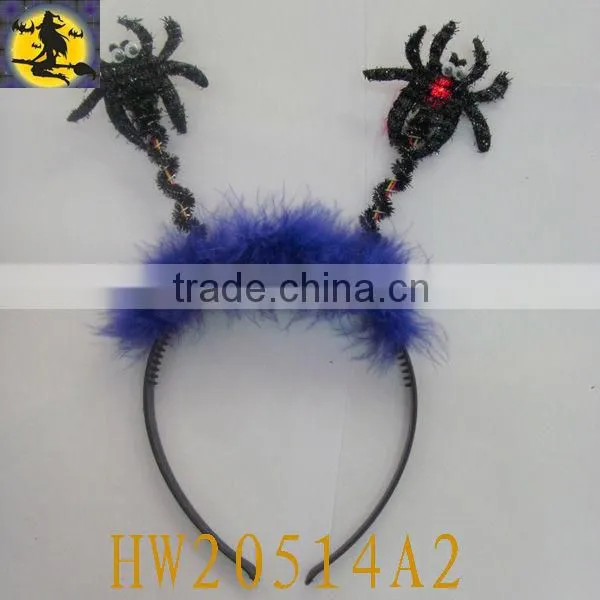 Black Spider Head Band with Blue Fur for Halloween Party