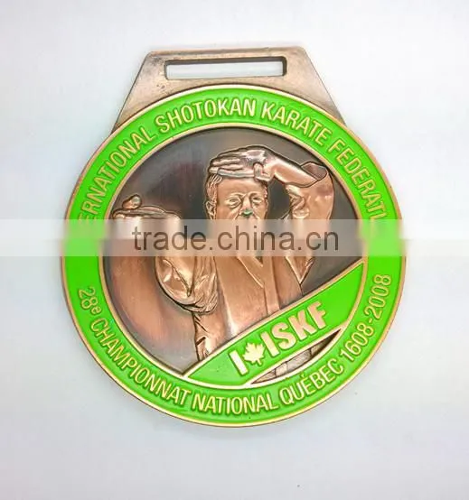 3D Custom casting kung fu metal medal with ribbon
