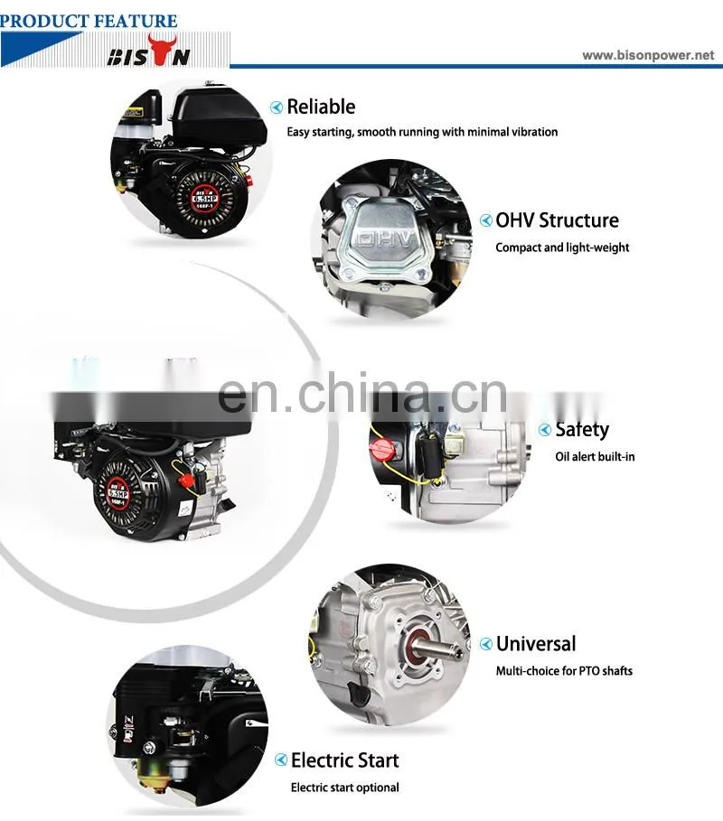 BISON taizhou 4 stroke 163cc OHV 168f 5.5hp petrol gasoline engine with clutch