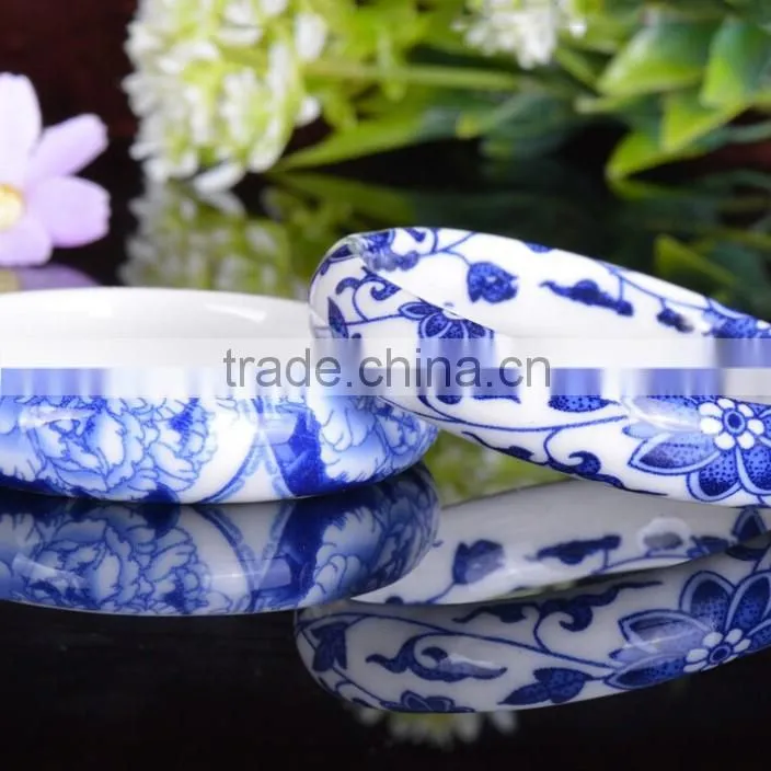 blue and white porcelain bangle glazed Ceramic clay bracelet