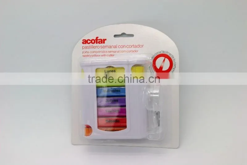 Best Seller Portable 7day Plastic Pill Box Casewith cutter
