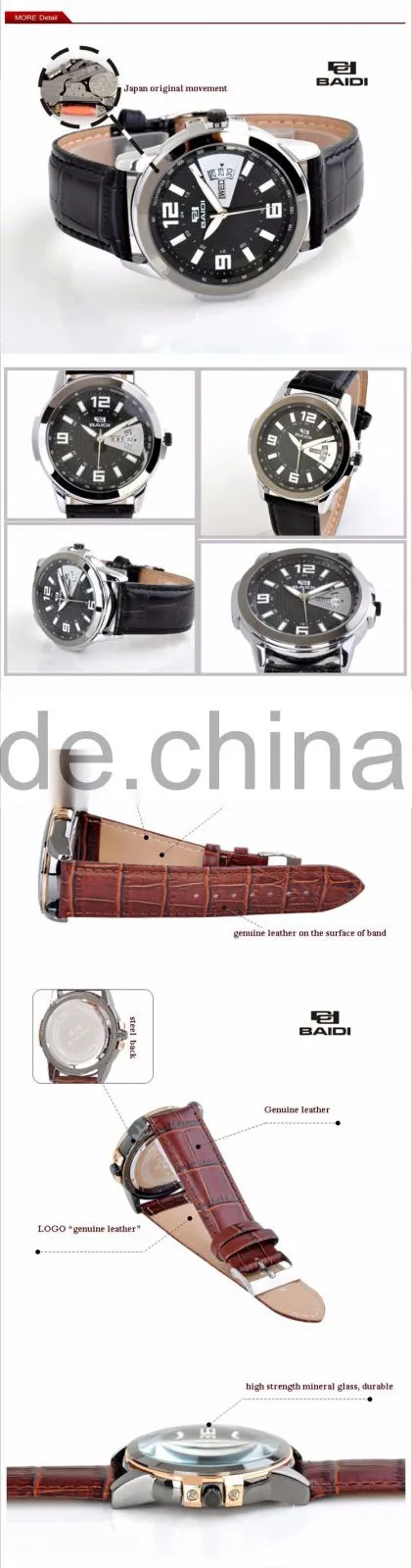 Stainless Steel Chain Black Color Wrist Watch Water Resistant Quartz Watch Japan Movement
