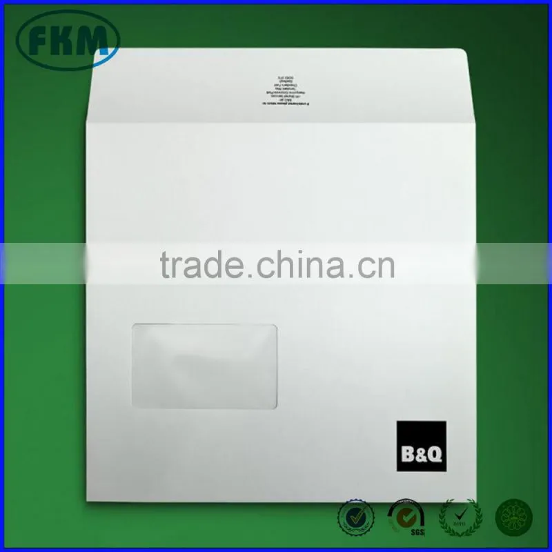 244x255mm envelope on 140gsm white stock with custom window and printed in black.