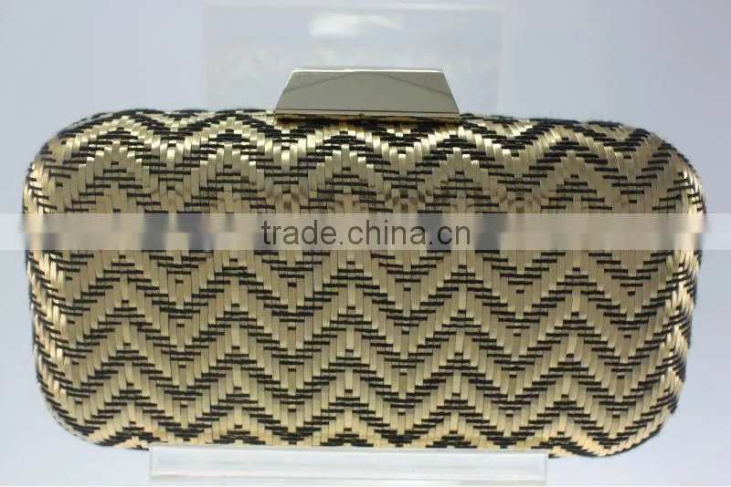 Latest style bags weave PU evening bags/clutch bag