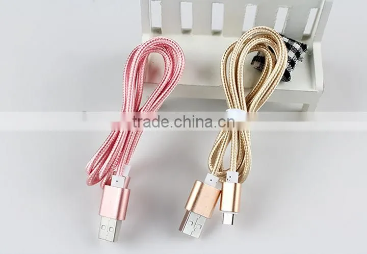 Colorful RoHS approved 1m Nylon braided flat micro usb cable