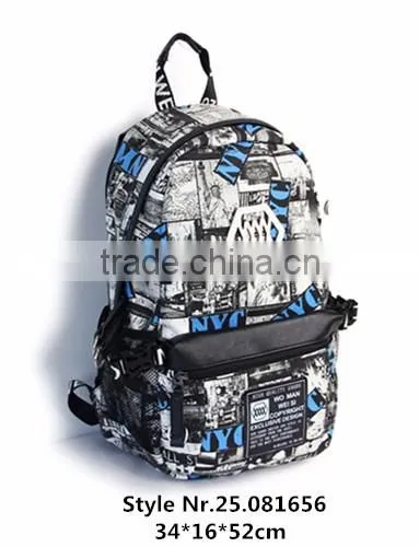 2016 fancy looking korean style pre printed canvas backpack