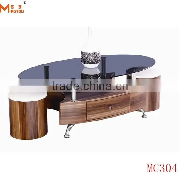 modern rectangular glass top wood coffee table