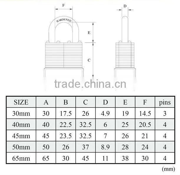 Metal Keyed Alike Laminated Steel Padlock