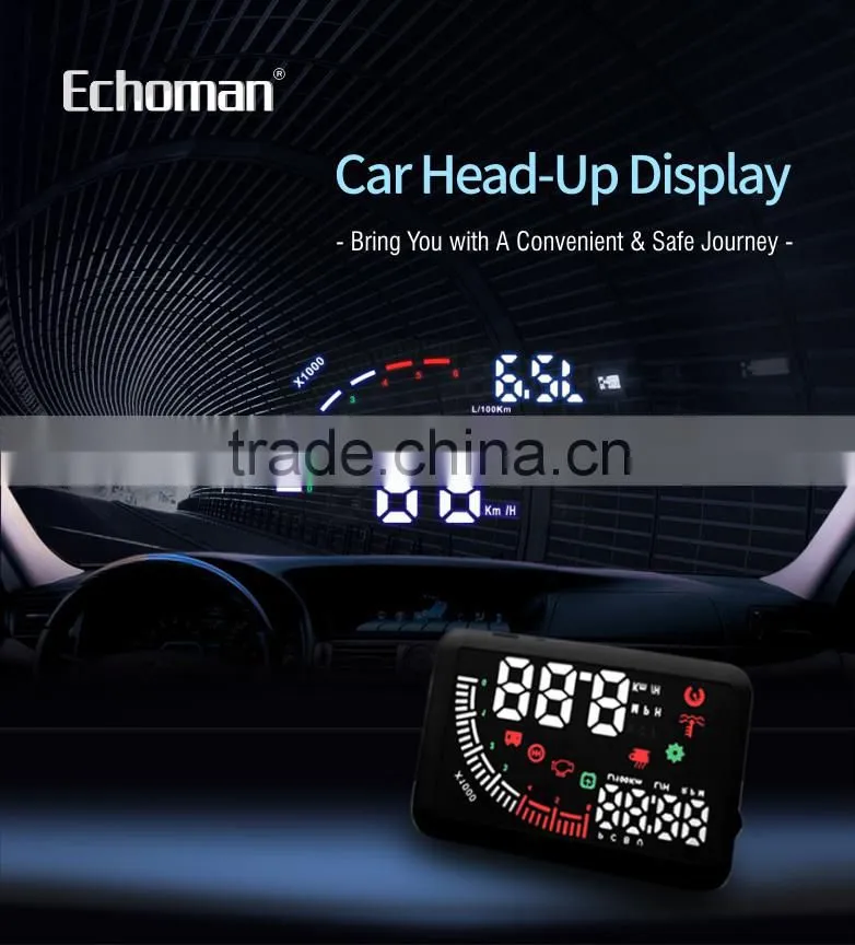 Car OBD II HUD Warning System Vehicle-mounted Car Head Up Display Projector with LED