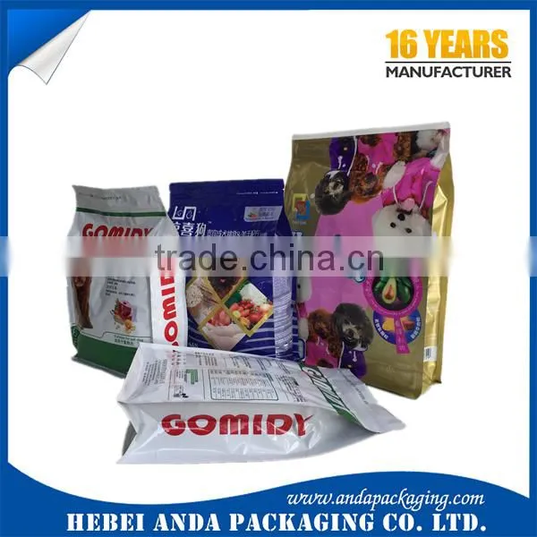 hot sale customized dog snacks packaging bag/pet food flat bottom bag/stand up pouch