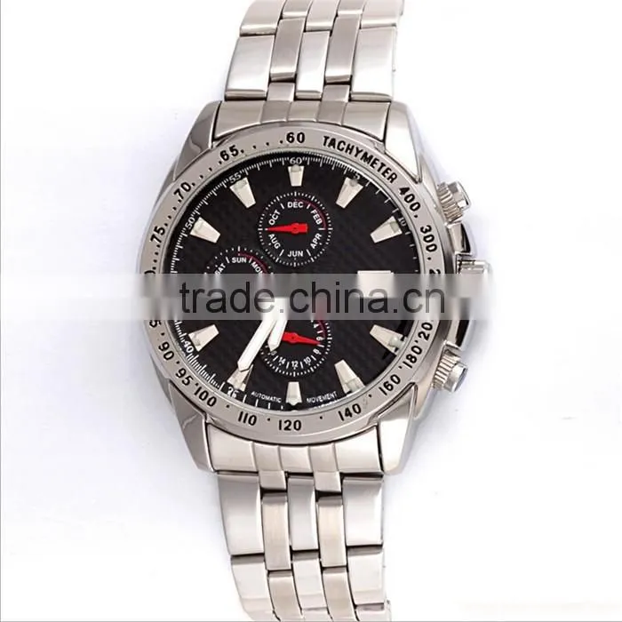 Multi-functional high quality chronograph mens watches, luxury stainless steel watch, water resistant Japan movement watch