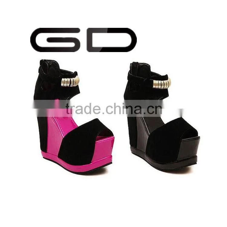 GDSHOE 2016 ladies sexy rubber wedge shoes and peep toes high heel andals