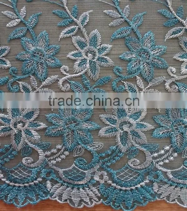 2015 new design embroidered lace fabric for wholesale
