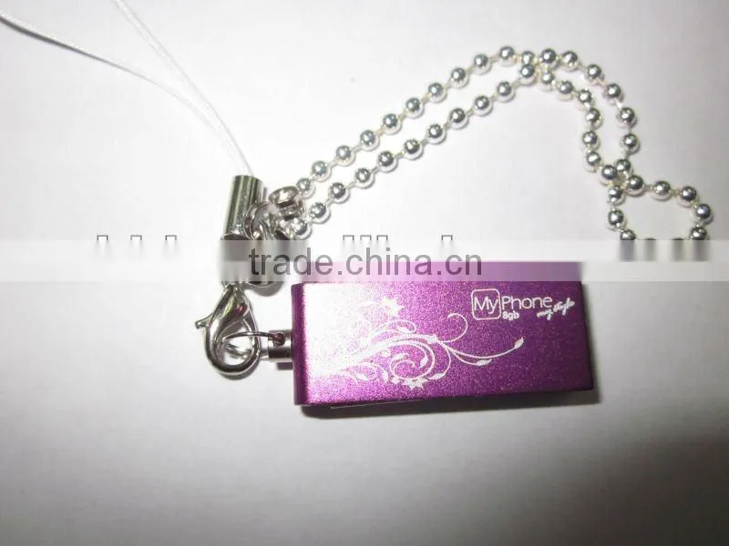 Mini usb memory stick with Logo and Necklace Keychain