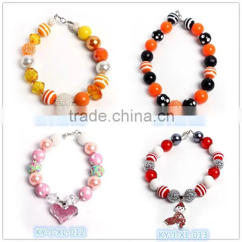Green Lucky clover Baby Necklace beaded Baby Jewelry Crystal Necklace Wholesale 2016