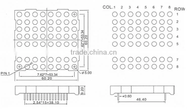 led dot matrix screen with green