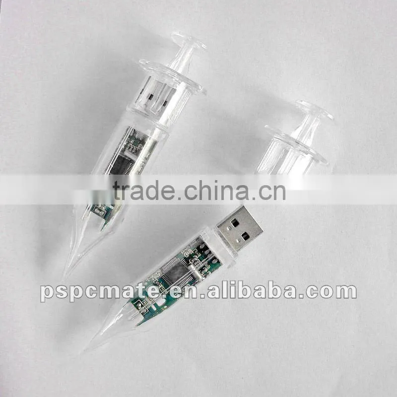 Transparent injector usb flash drive with logo