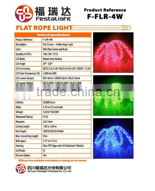 clear white LED Rope Light 5-wire