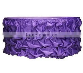 Shirred satin table skirt, ruffled table skirt, wedding table skirt